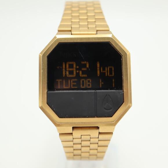 Nixon Re Run Gold Tone Stainless Steel 38mm Digital Watch Chrono w New Battery - Picture 5 of 15